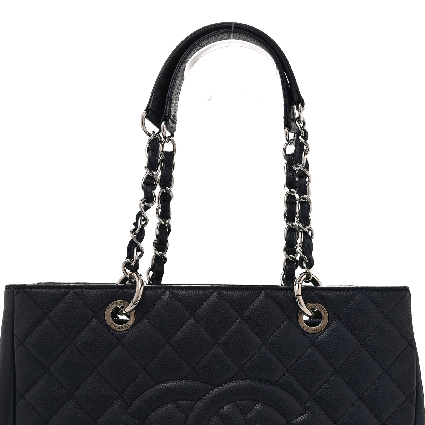Caviar Quilted Grand Shopping Tote GST Navy Blue