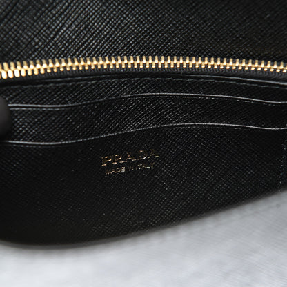 Prada Saffiano Metal Phone Wristlet Crossbody Wallet Black 6 of 6