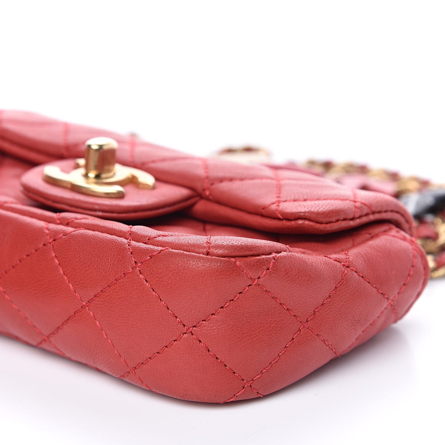 Lambskin Quilted Extra Mini Cruise Charm Flap Red