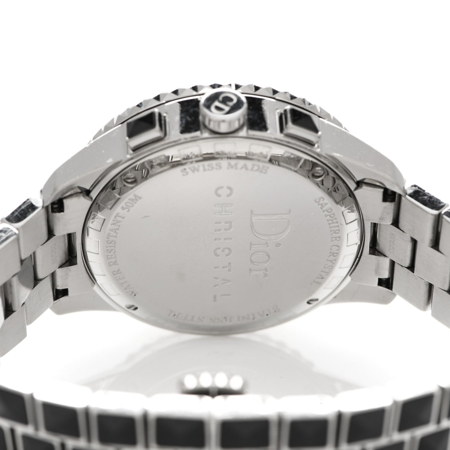 Stainless Steel Diamond Pave Bezel Sapphire 38mm Christal Chronograph Quartz Watch Black