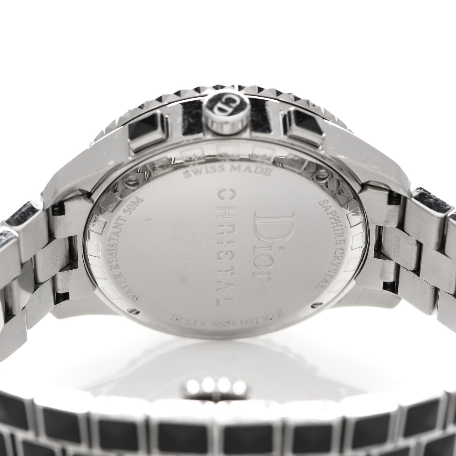 Christian Dior Stainless Steel Diamond Pave Bezel Sapphire 38mm Christal Chronograph Quartz Watch Black 4 of 5