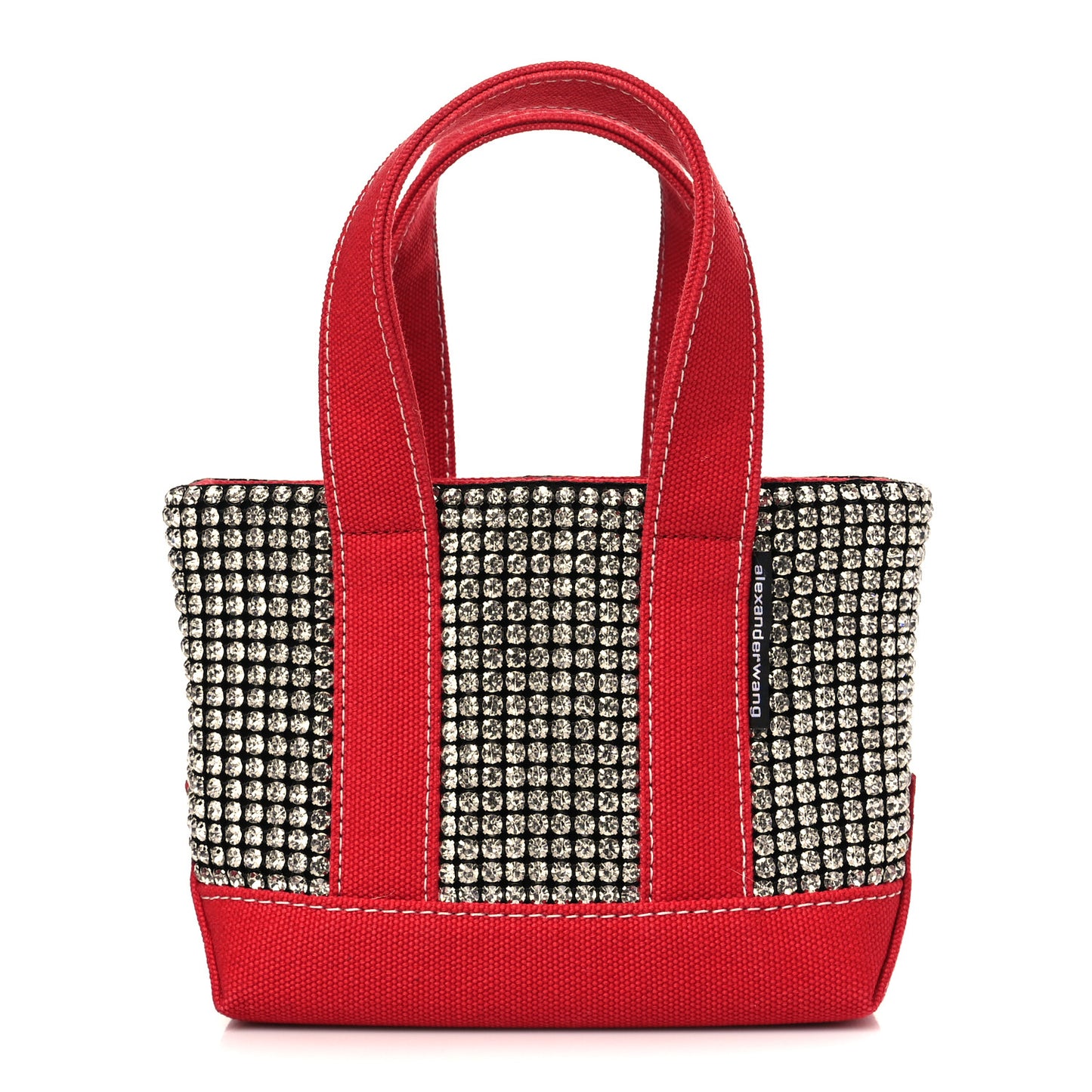 Mesh Crystal Rhinestone Mini Cruiser Tote Red Silver