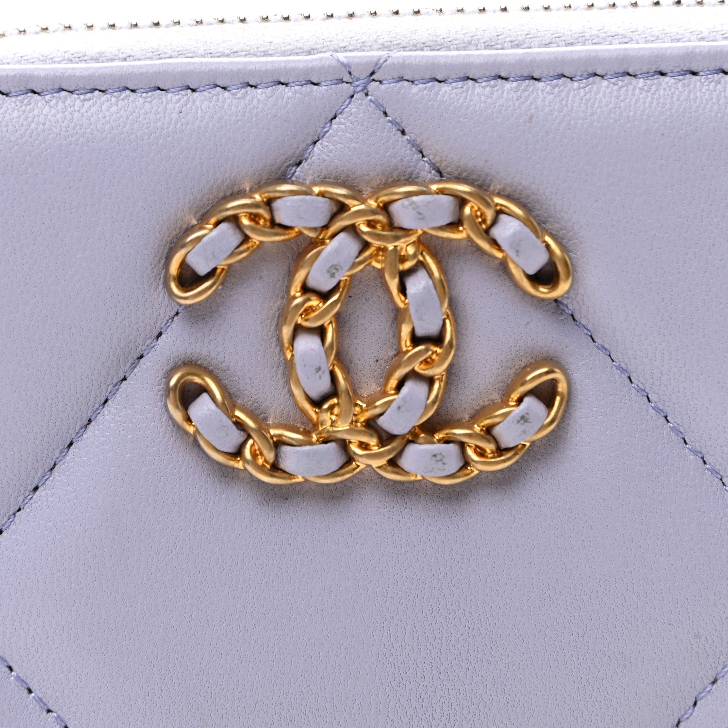Chanel Lambskin Quilted Chanel 19 Zip Around Coin Purse Wallet Light Purple 8 of 8