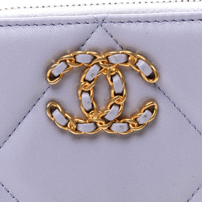 Chanel Lambskin Quilted Chanel 19 Zip Around Coin Purse Wallet Light Purple 8 of 8