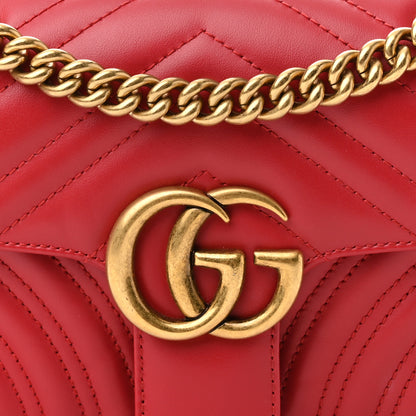 Gucci Calfskin Matelasse Mini GG Marmont Shoulder Bag Hibiscus Red 7 of 10