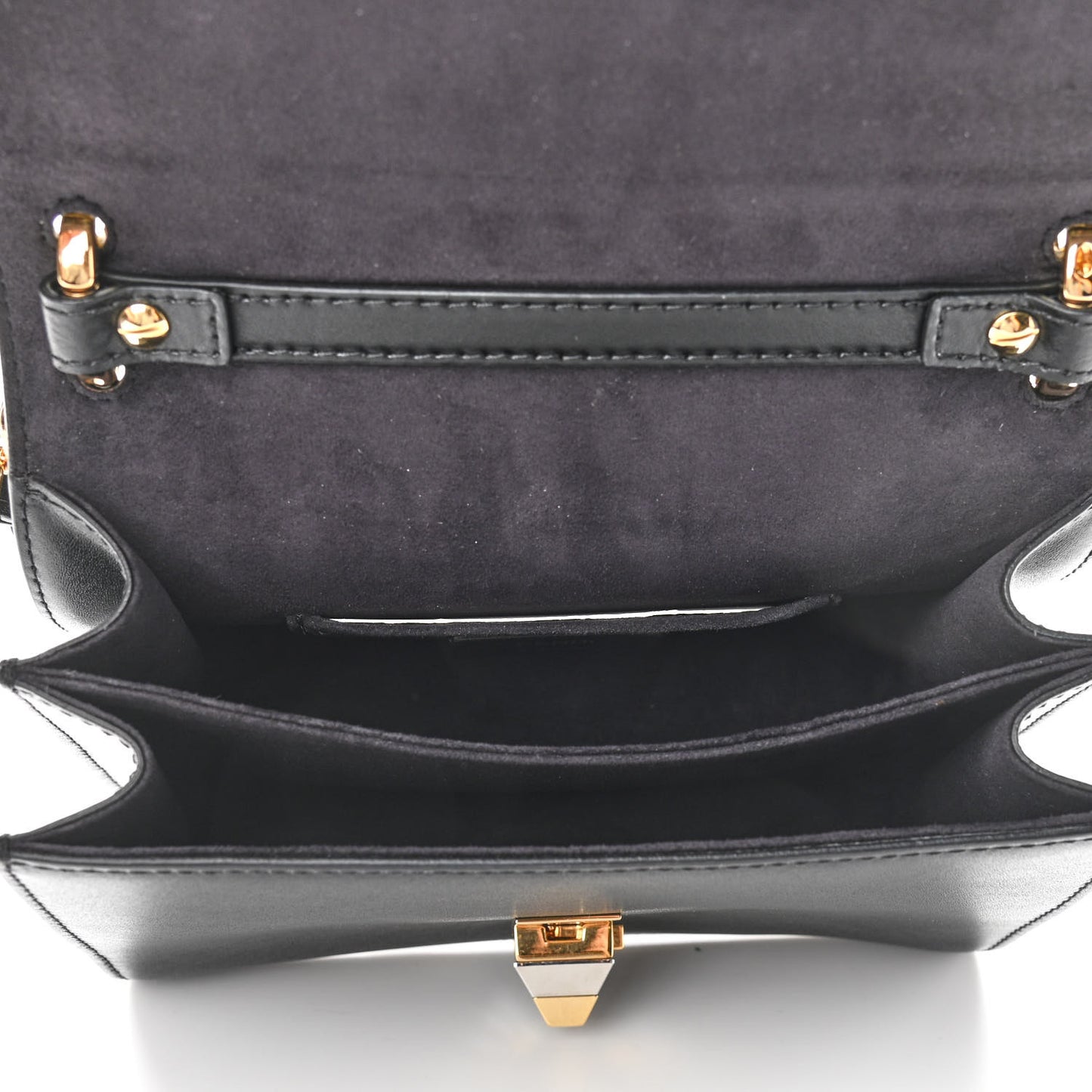 Vitello Liberty Metal Scalloped Multi Studded Small Kan I Shoulder Bag Black