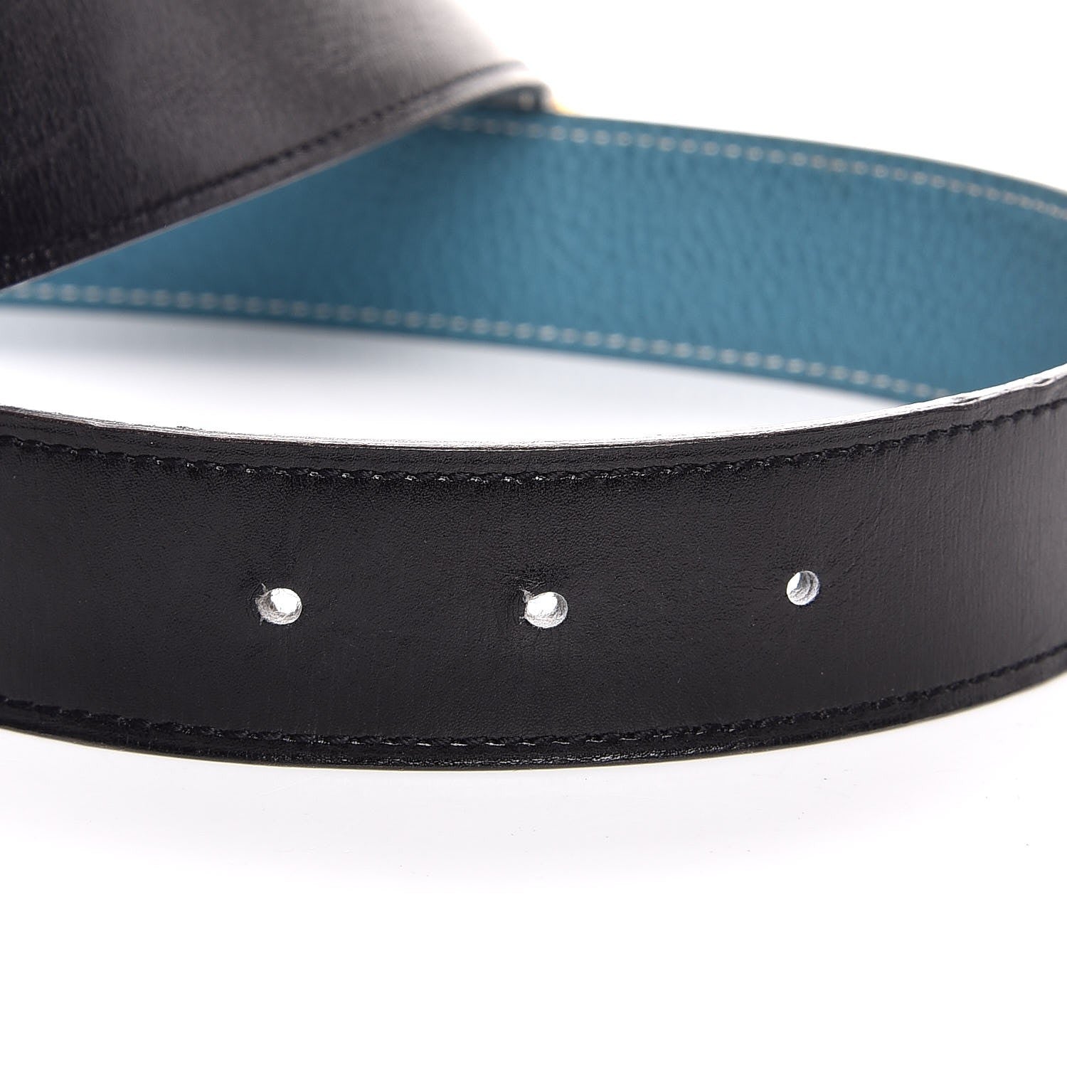 Hermes Togo Box 32mm H Belt 90 Black Blue Jean 5 of 8