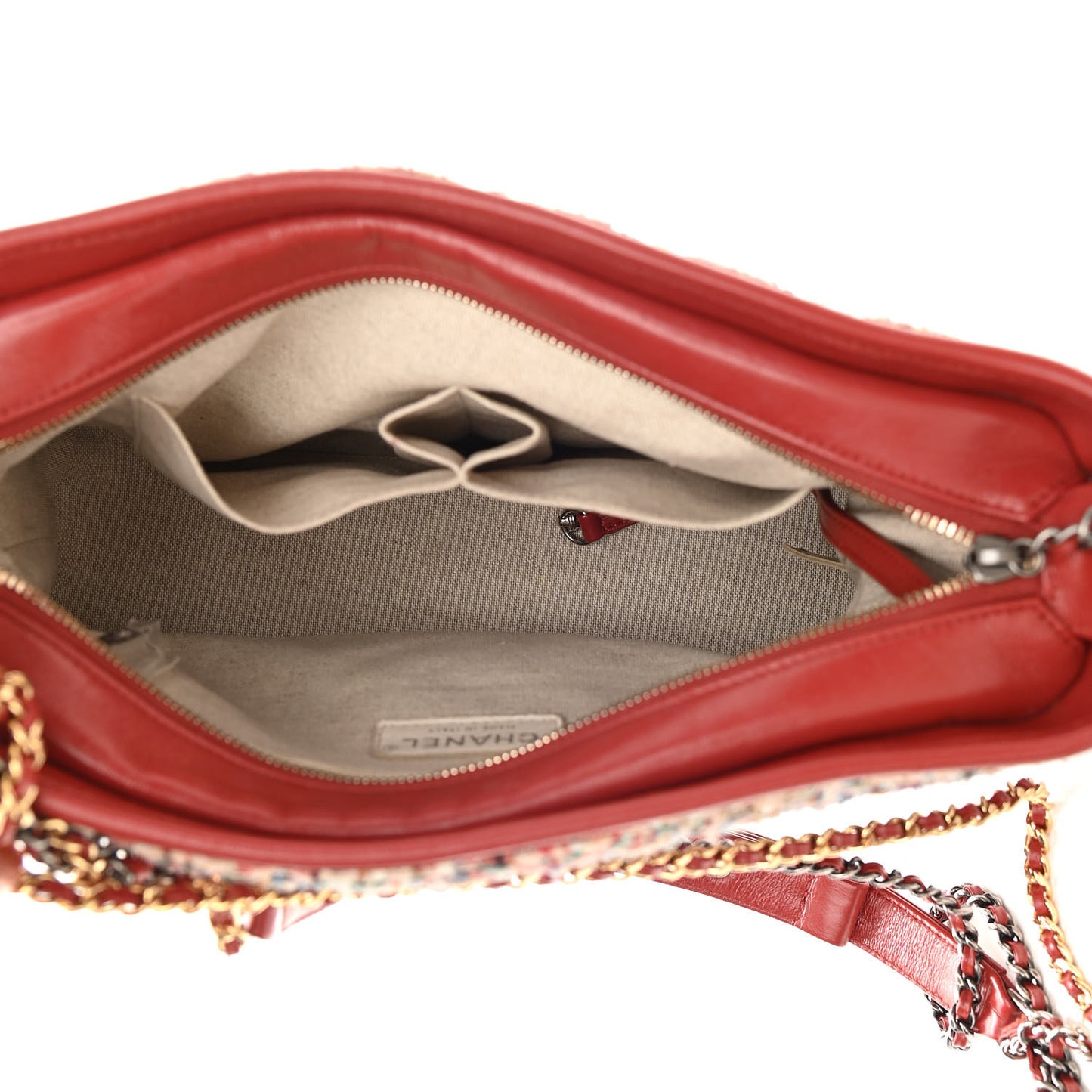 Tweed Calfskin Medium Gabrielle Hobo Red