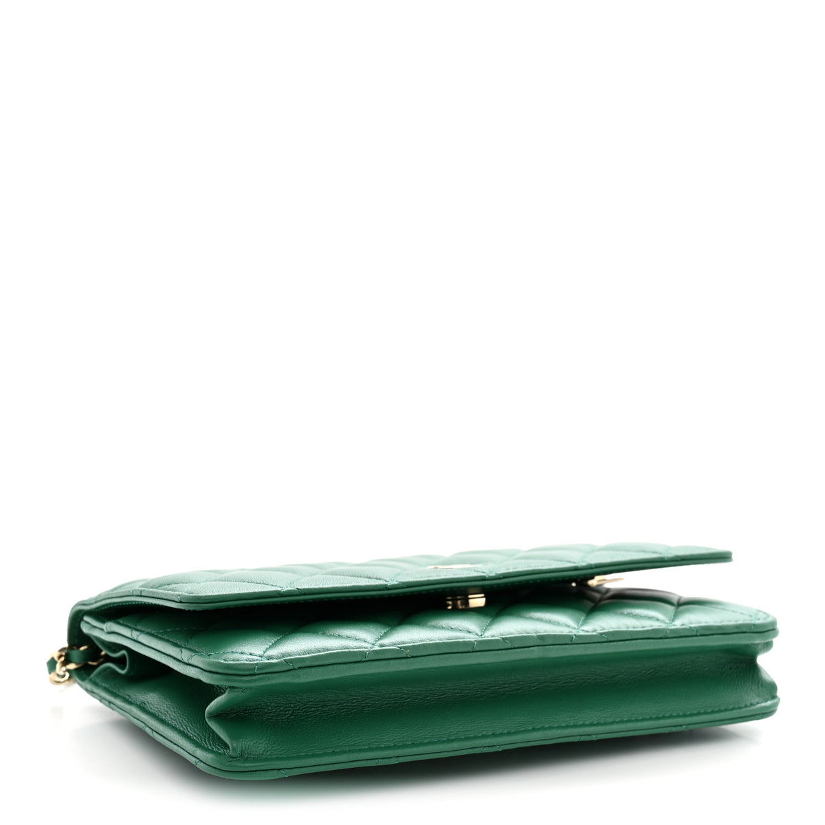 Chanel Lambskin Quilted Wallet On Chain WOC Green 4 of 11
