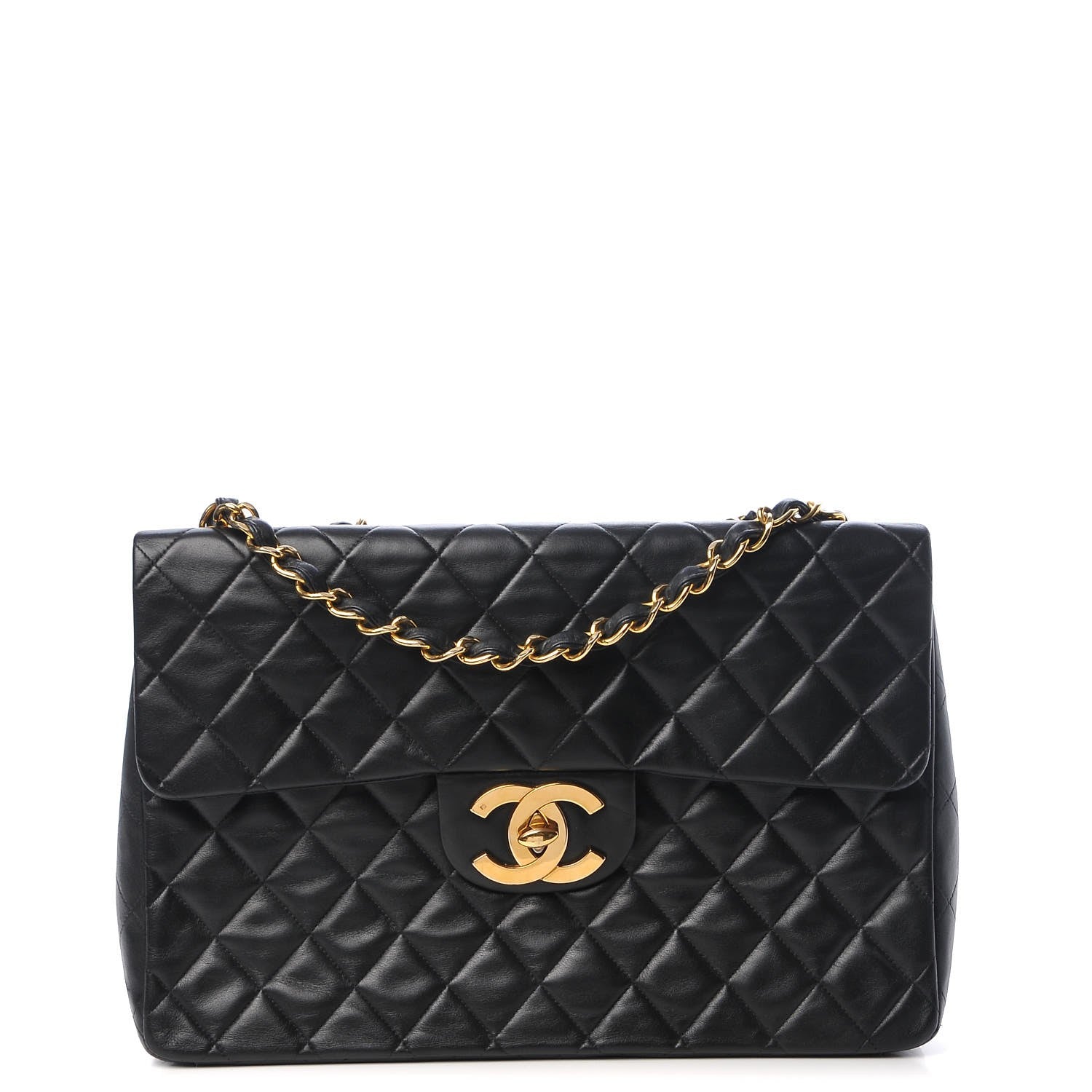Chanel Lambskin Quilted XL Jumbo Single Flap Black 1 of 14
