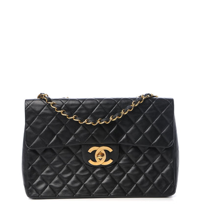Chanel Lambskin Quilted XL Jumbo Single Flap Black 1 of 14