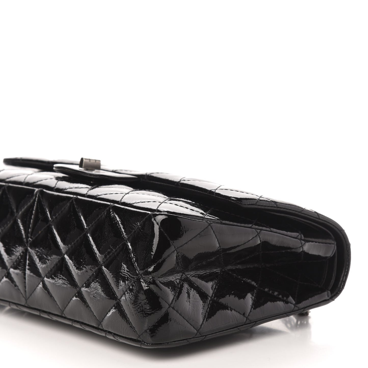 Distressed Patent Quilted 2.55 Reissue 227 Flap Black
