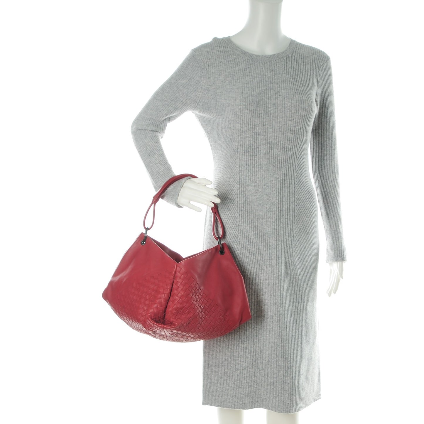 Nappa Intrecciato Aquilone Fortune Cookie Hobo Red