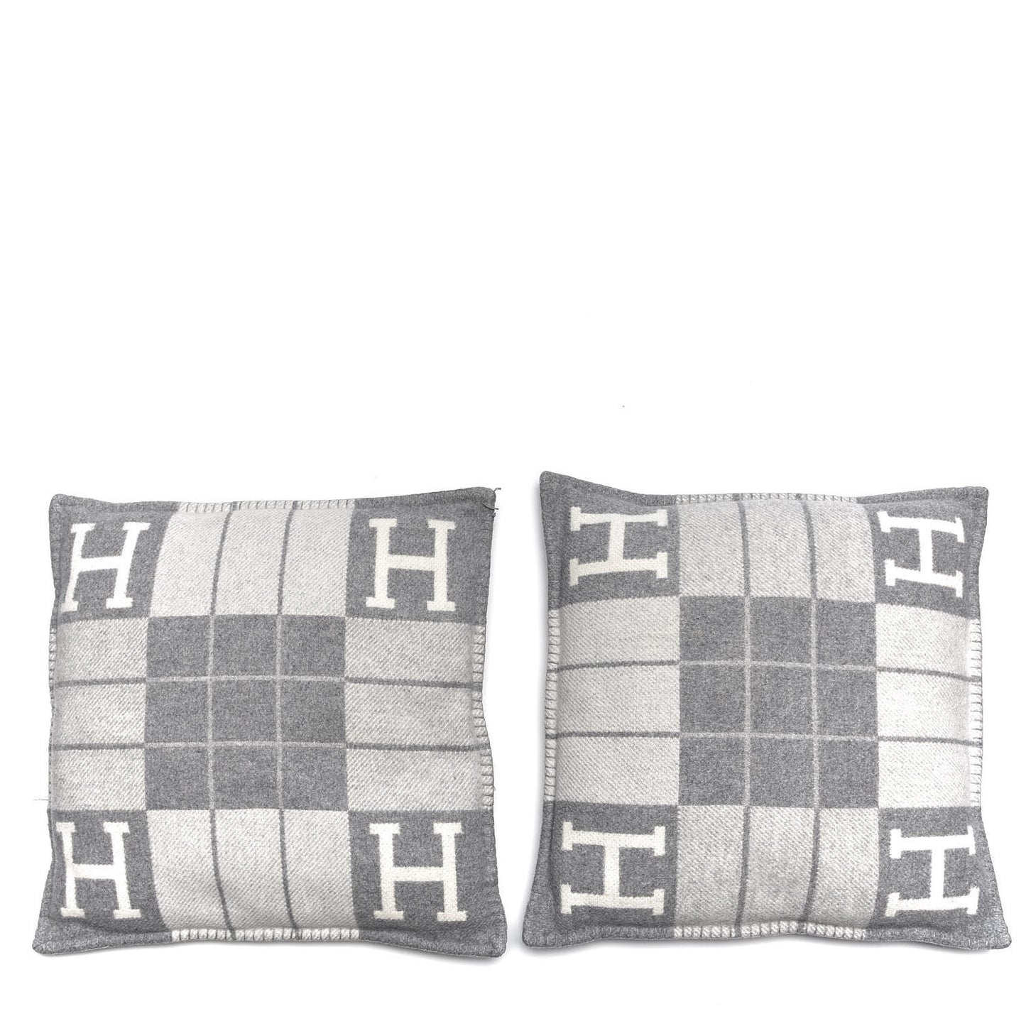 Wool Cashmere Avalon III Pillow PM Set of 2 Ecru Gris Clair