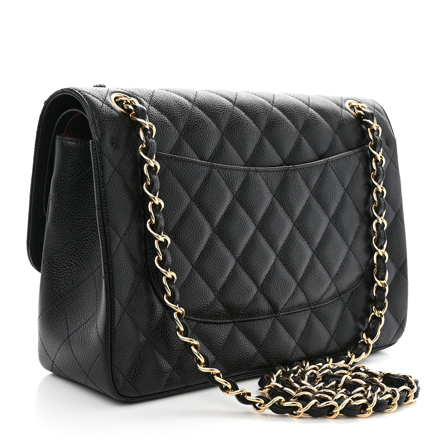 Caviar Quilted Jumbo Double Flap Black