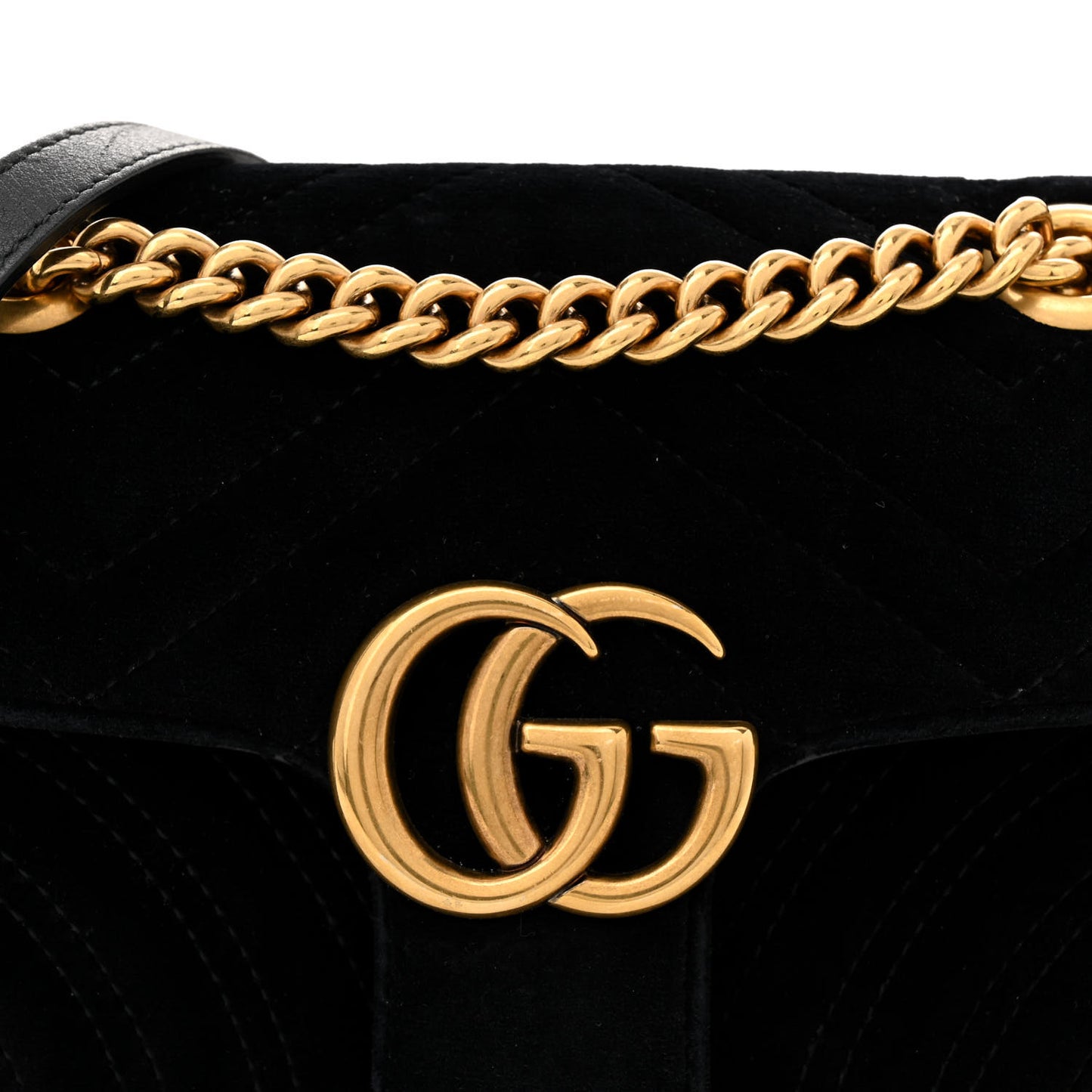 Velvet Matelasse Mini GG Marmont Shoulder Bag Black