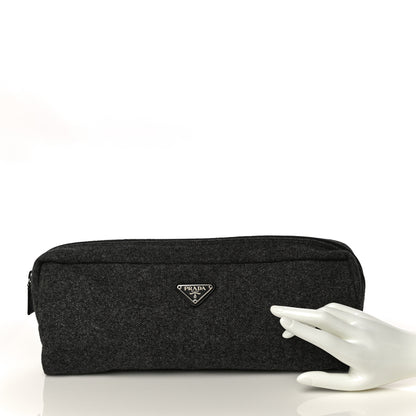 Prada Wool Calfskin Pouch Grey 2 of 11