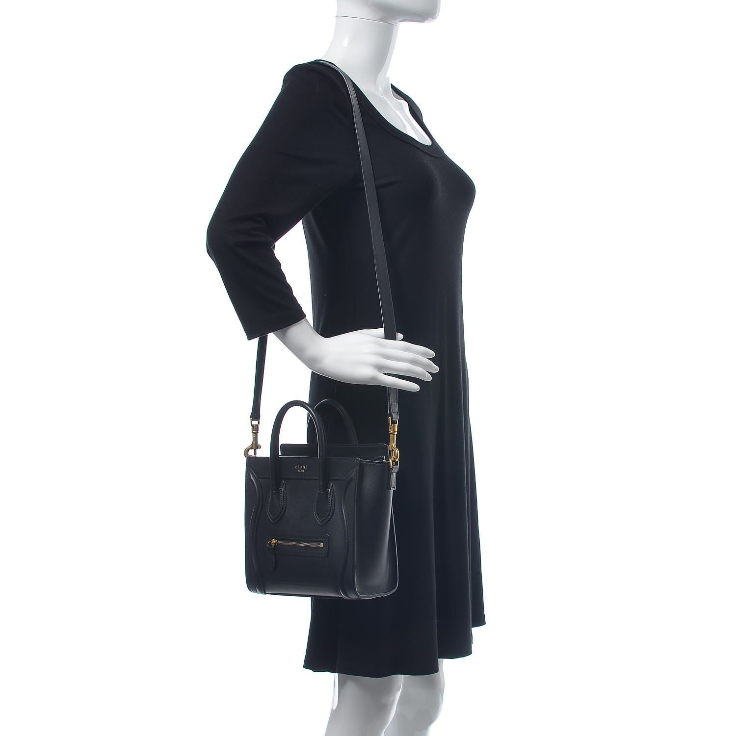 Celine Smooth Calfskin Nano Luggage Black 2 of 8