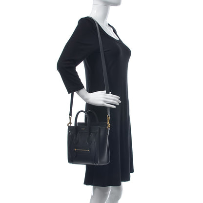 Celine Smooth Calfskin Nano Luggage Black 2 of 8