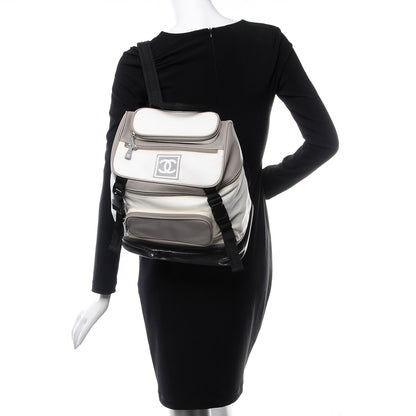 Chanel Nylon Calfskin CC Backpack White Gray 2 of 30
