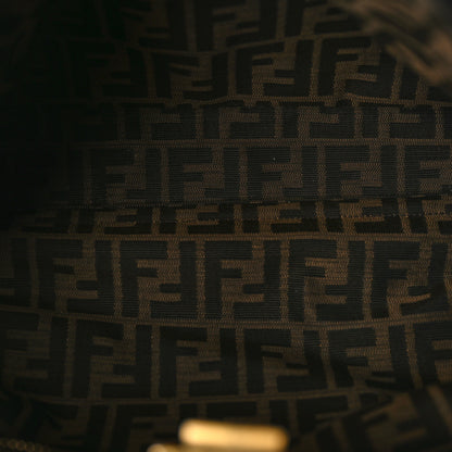 Fendi Goatskin Zucca Large Peekaboo Iconic Satchel Black Tobacco 6 of 9