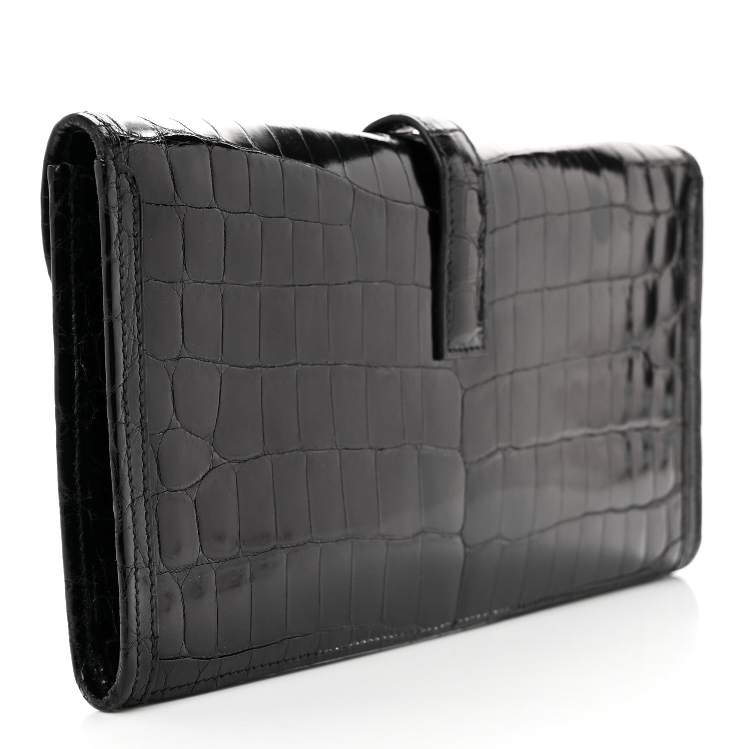 Hermes Shiny Niloticus Crocodile Jige Elan 29 Clutch Black 3 of 9
