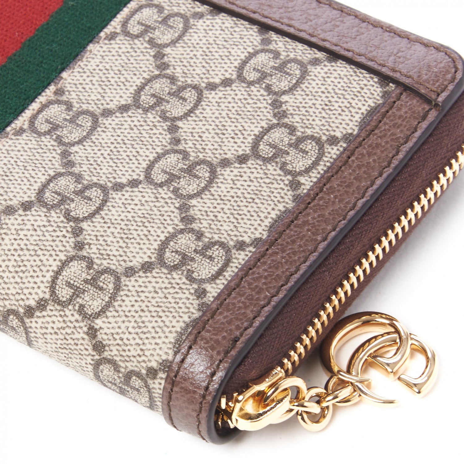 Gucci GG Supreme Monogram Web Ophidia Zip Around Wallet Brown 4 of 9