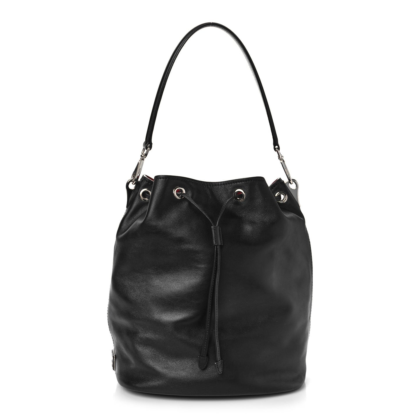 Soft Calfskin Bucket Bag Black Fuoco