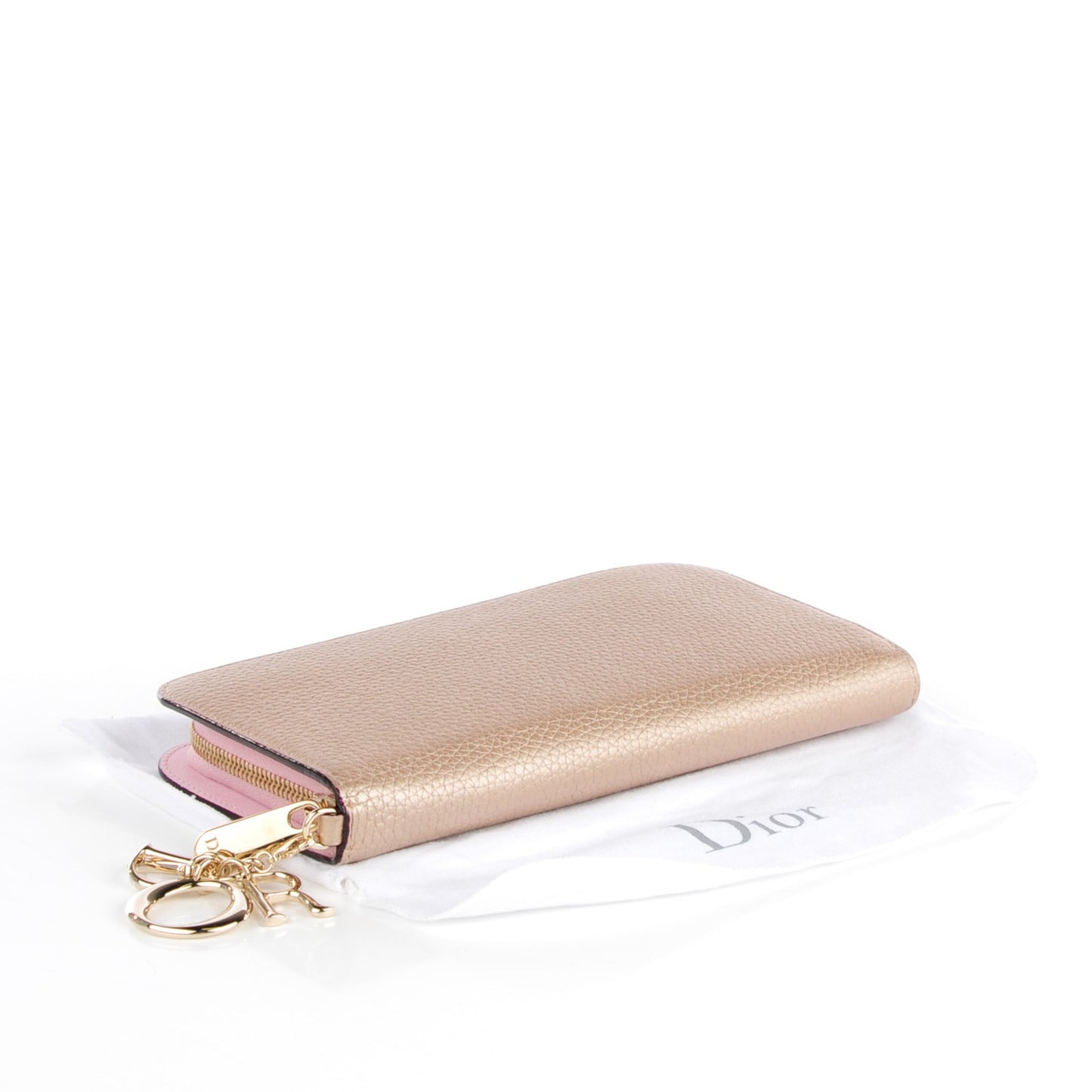 Metallic Bullcalf Diorissimo Voyageur Wallet Champagne