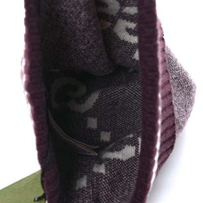 Gucci Cashmere Jacquard Monogram Jumbo GG Canvy Hat Beanie Hat M Lipstick Rose Ivory 4 of 5