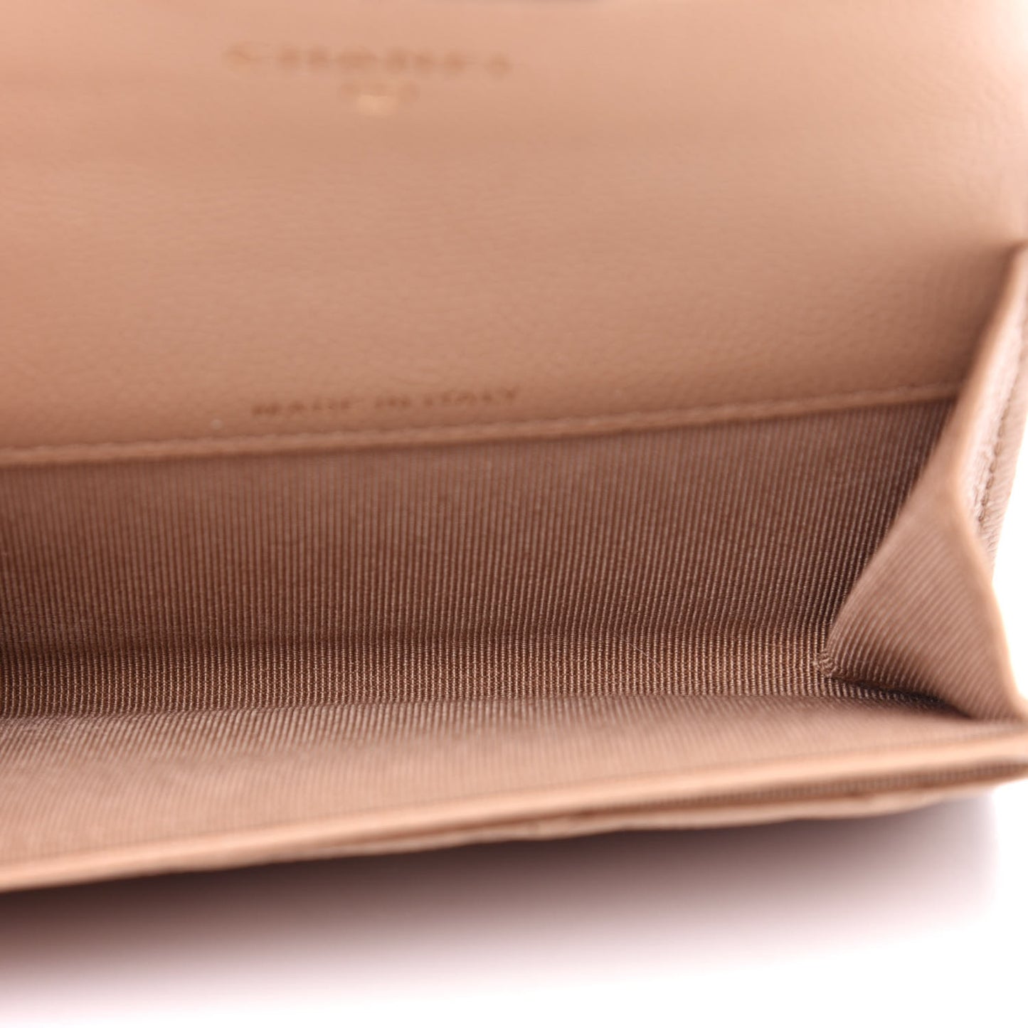 Caviar Quilted Flap Card Holder Wallet Beige
