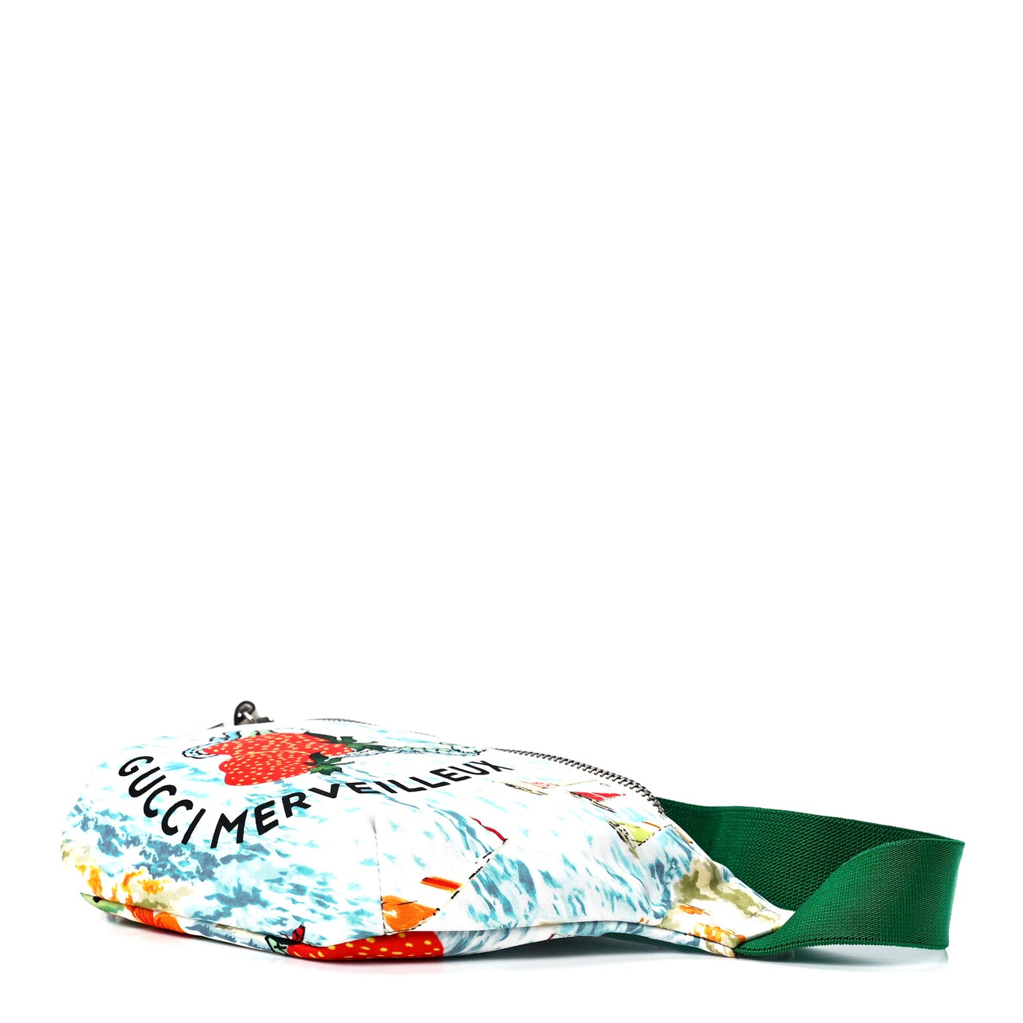 Nylon Merveilleux Strawberry Print Childrens Belt Bag Light Blue Red Dusty White