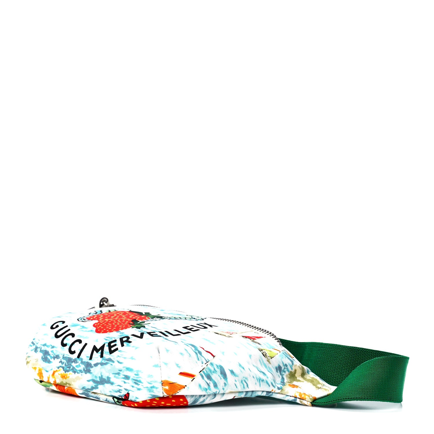 Gucci Nylon Merveilleux Strawberry Print Childrens Belt Bag Light Blue Red Dusty White 10 of 12