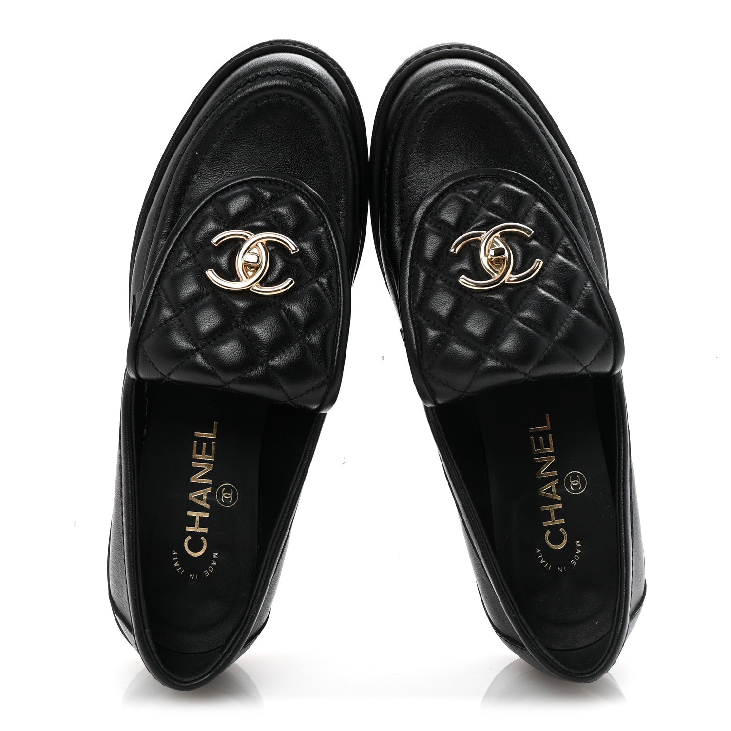 Chanel Lambskin Quilted CC Turnlock Loafers 38 Black 2 of 10