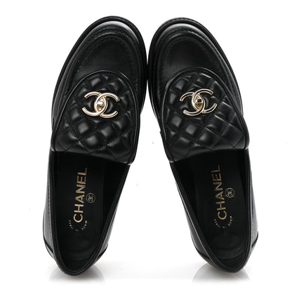Chanel Lambskin Quilted CC Turnlock Loafers 38 Black 2 of 10