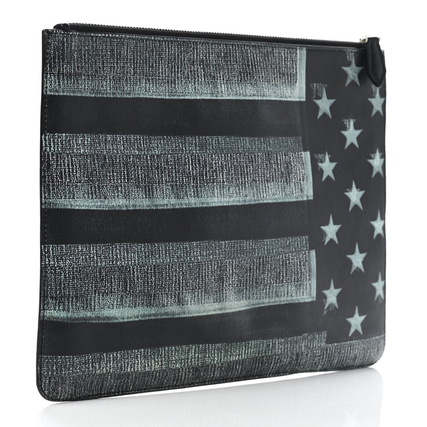 Lambskin Flag Print Zip Pouch Multicolor