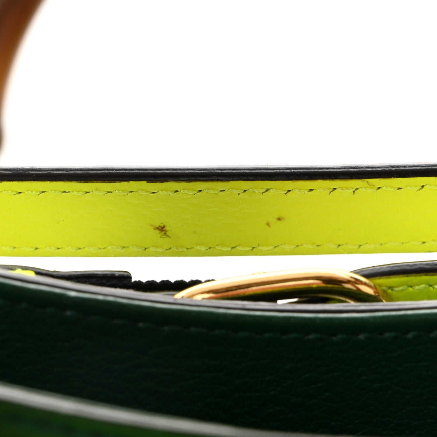Gucci Wonka Grain Calfskin Small Diana Tote Bag Green Yellow Fluo 14 of 14