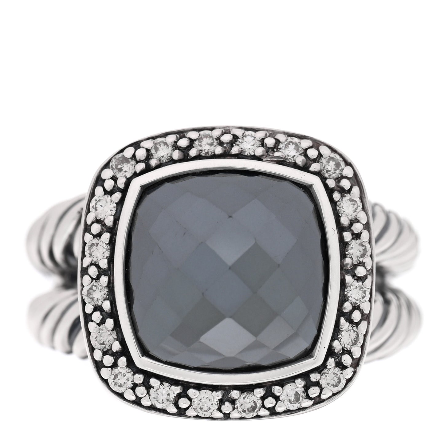 Sterling Silver Diamond Hematite 11mm Albion Ring 54 7