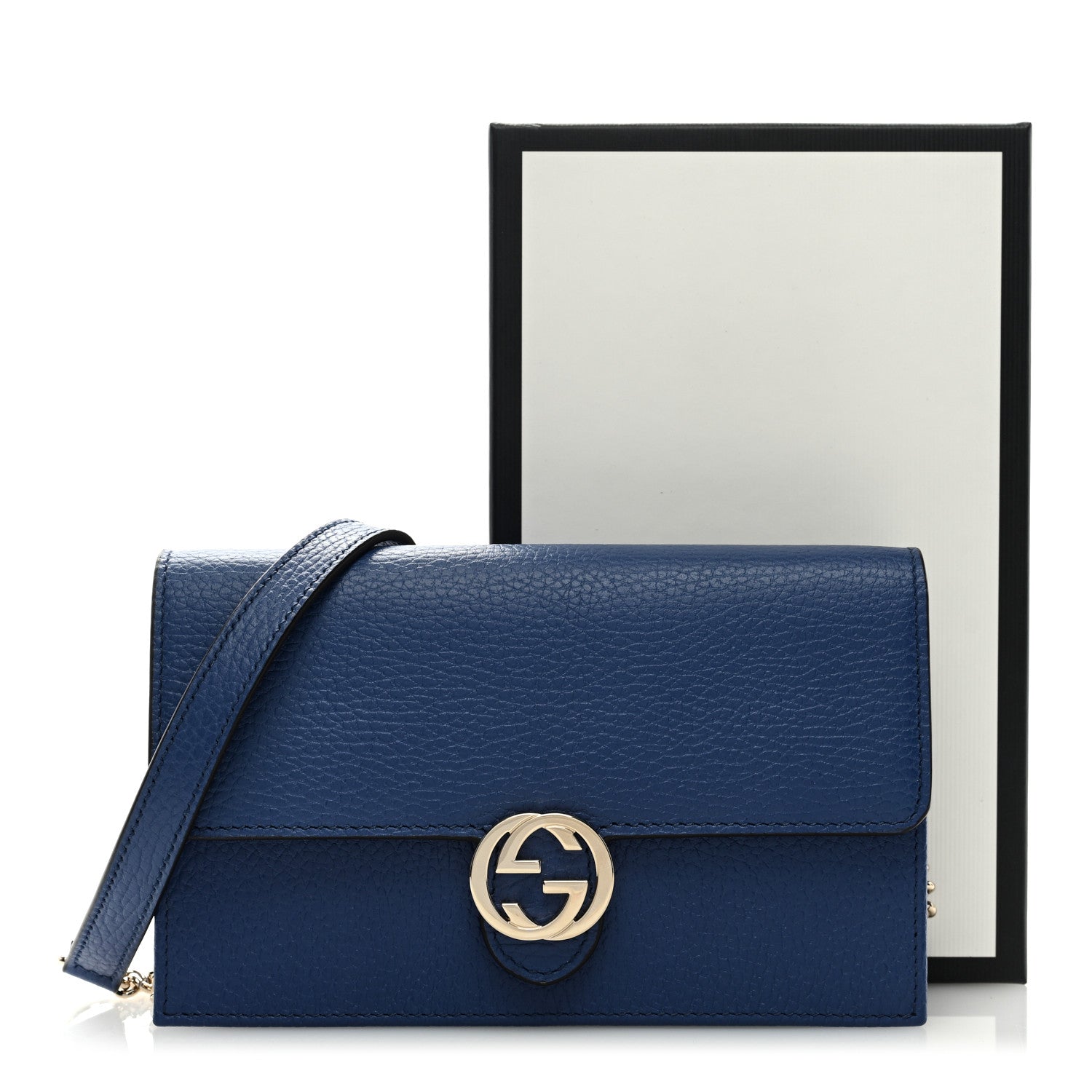 Gucci Dollar Calfskin Interlocking G Chain Wallet Caspian 9 of 9
