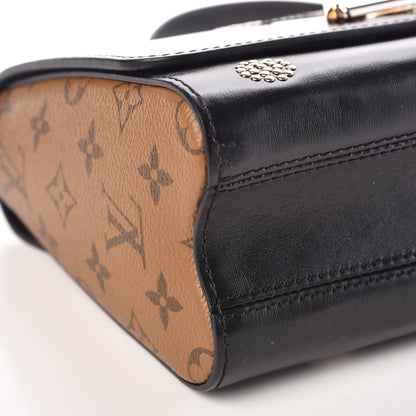 Louis Vuitton Calfskin Reverse Monogram Studded Twist Shoulder Bag MM Black Gold 8 of 9