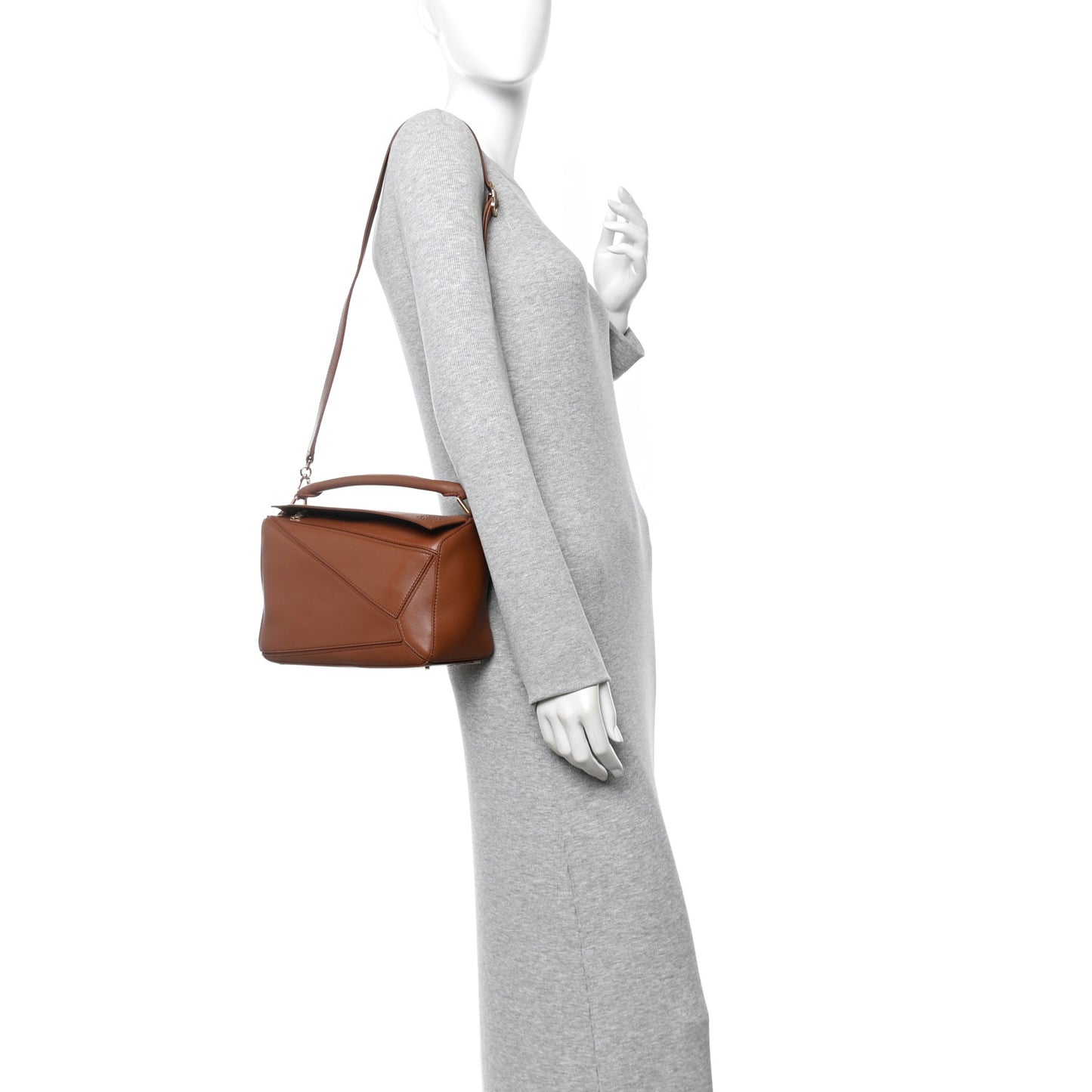 Nappa Lambskin Small Featherlight Puzzle Bag Pecan