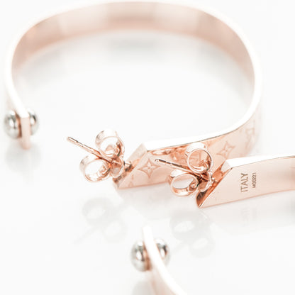Louis Vuitton Nanogram Hoop Earrings Pink Gold 3 of 4