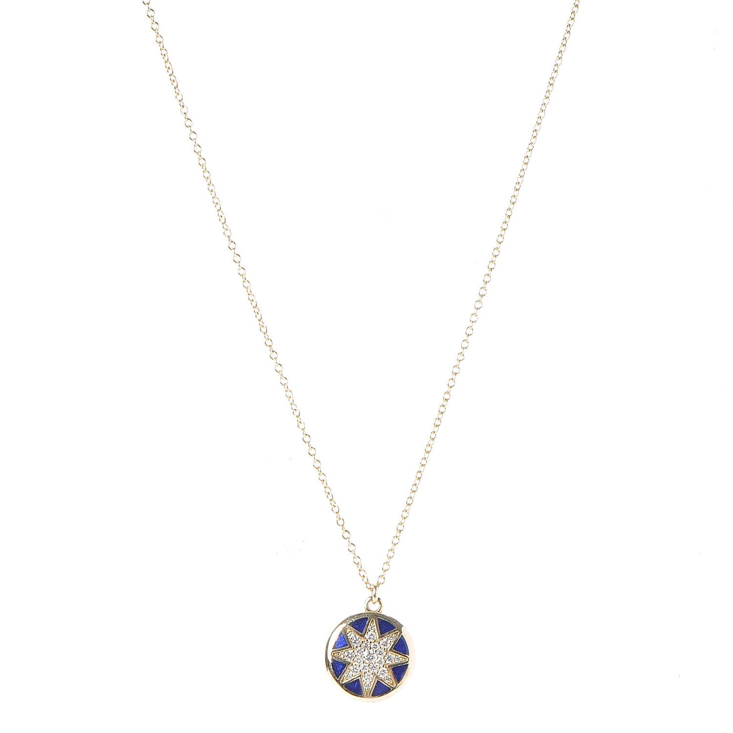 18K Yellow Gold Diamond Enamel Paloma Picasso Venezia Stella Pendant Necklace Blue