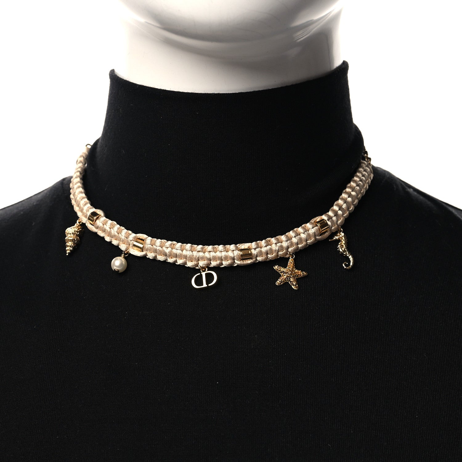 Christian Dior Metal Polyester Cabinet D'été Choker Gold Beige 2 of 5
