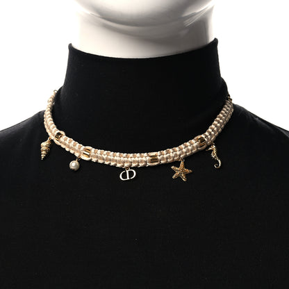 Christian Dior Metal Polyester Cabinet D'été Choker Gold Beige 2 of 5