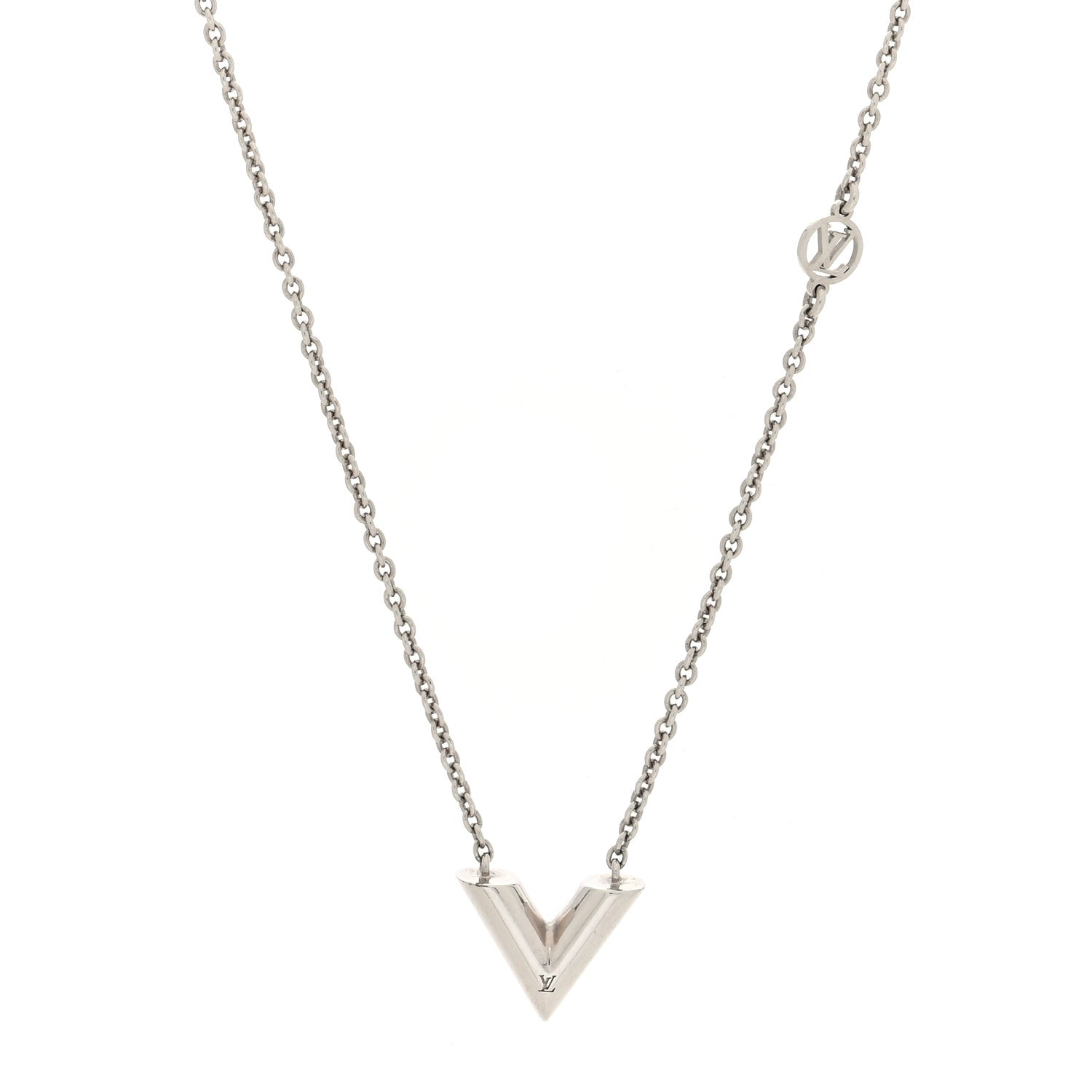 Louis Vuitton Metal Essential V Supple Necklace Silver 1 of 4