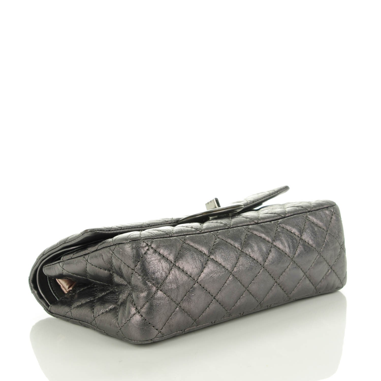 Chanel Metallic Aged Calfskin Quilted 2.55 Reissue 225 Flap Dark Silver 5 of 9