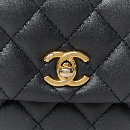 Chanel Calfskin Quilted Top Handle Flap Black 9 of 11