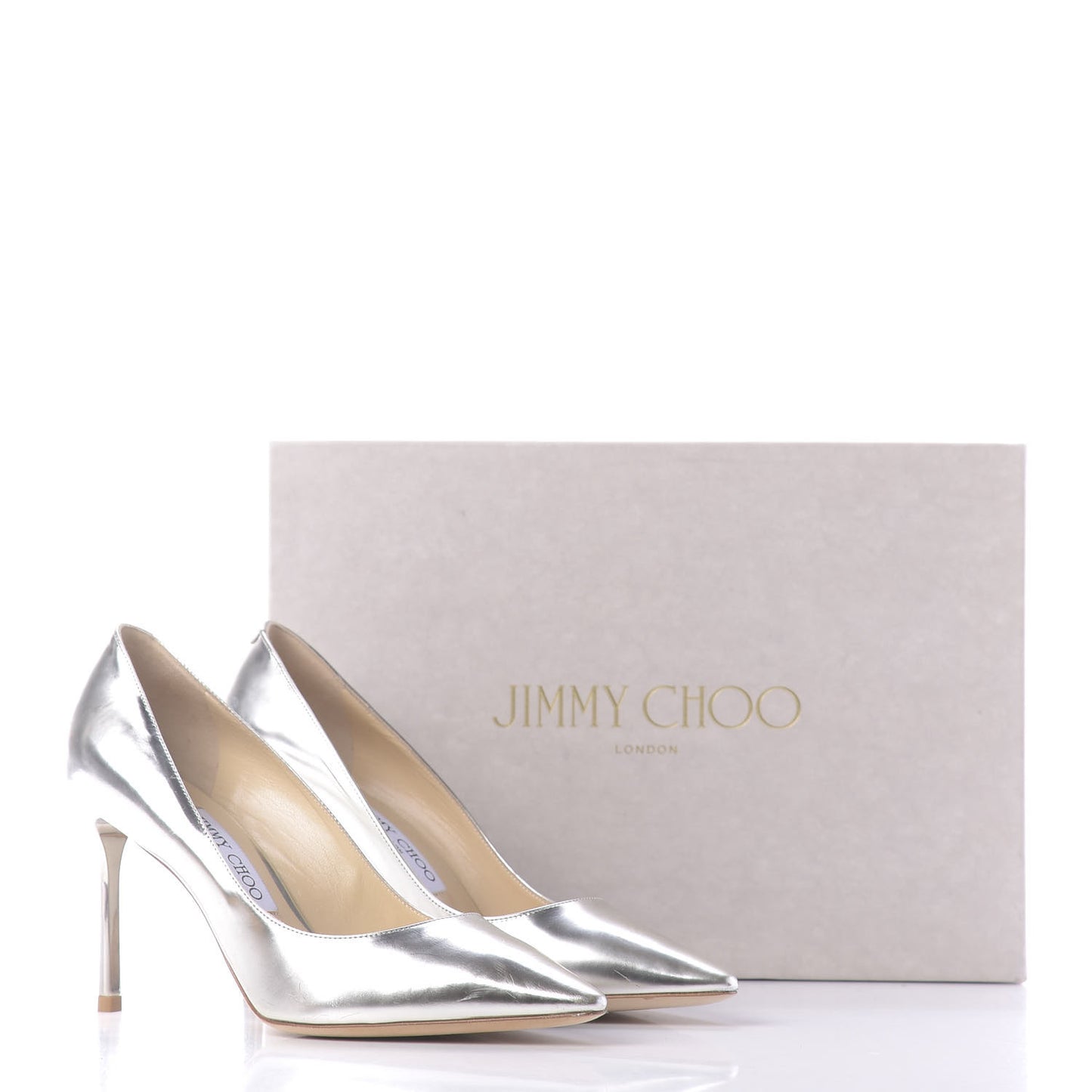 Mirror Calfskin Romy 85 Pumps 37.5 Silver