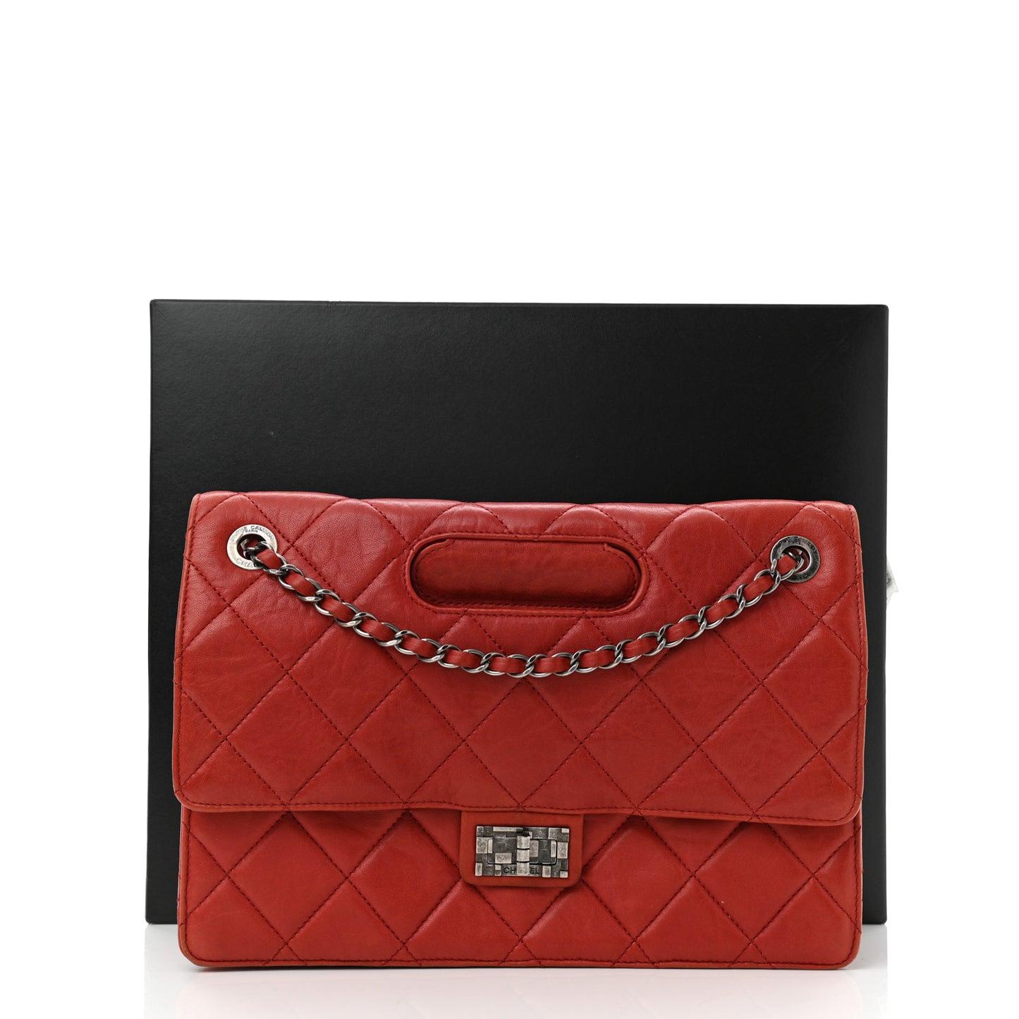 Washed Lambskin Jumbo Take Away Flap Red
